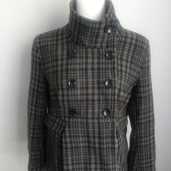Old Navy Jackets & Blazers - OLD NAVY PLAID PLAID WOOL BLEND PEA COAT MEDIUM